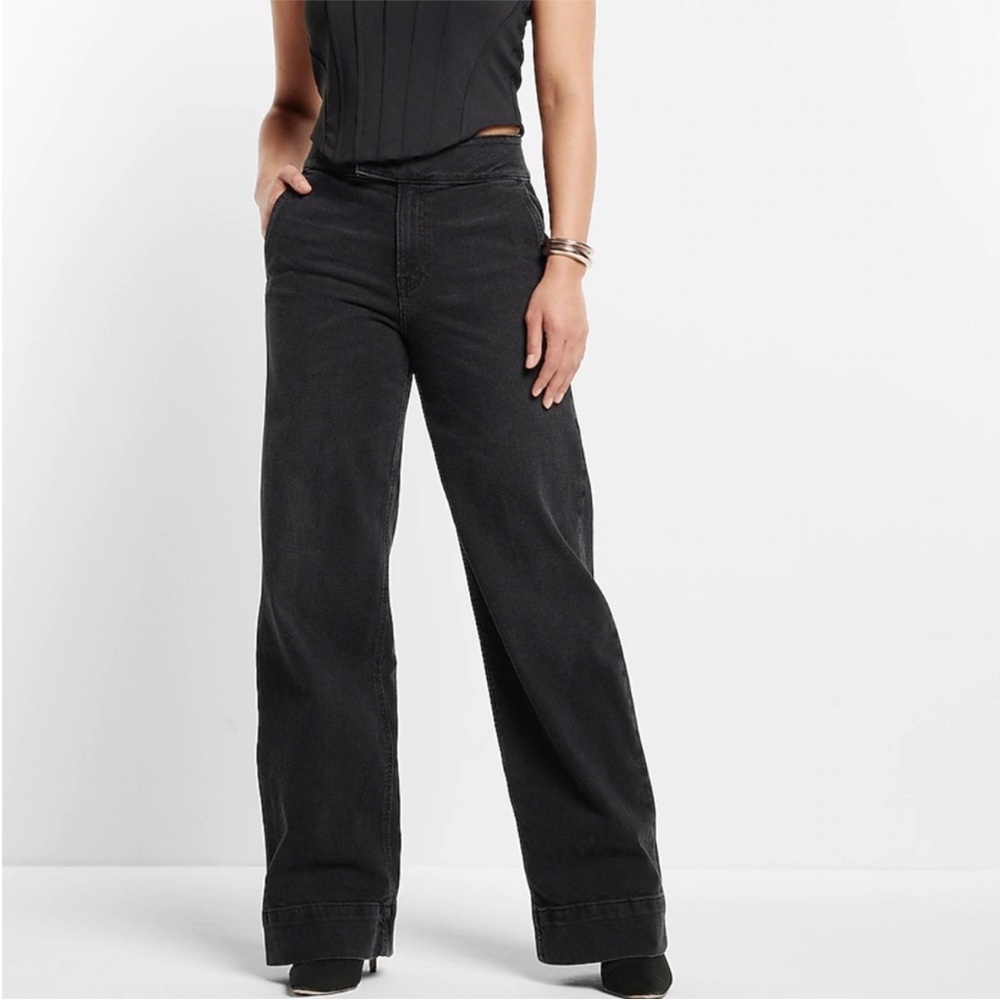 Express Black Wide Leg Flare Jeans